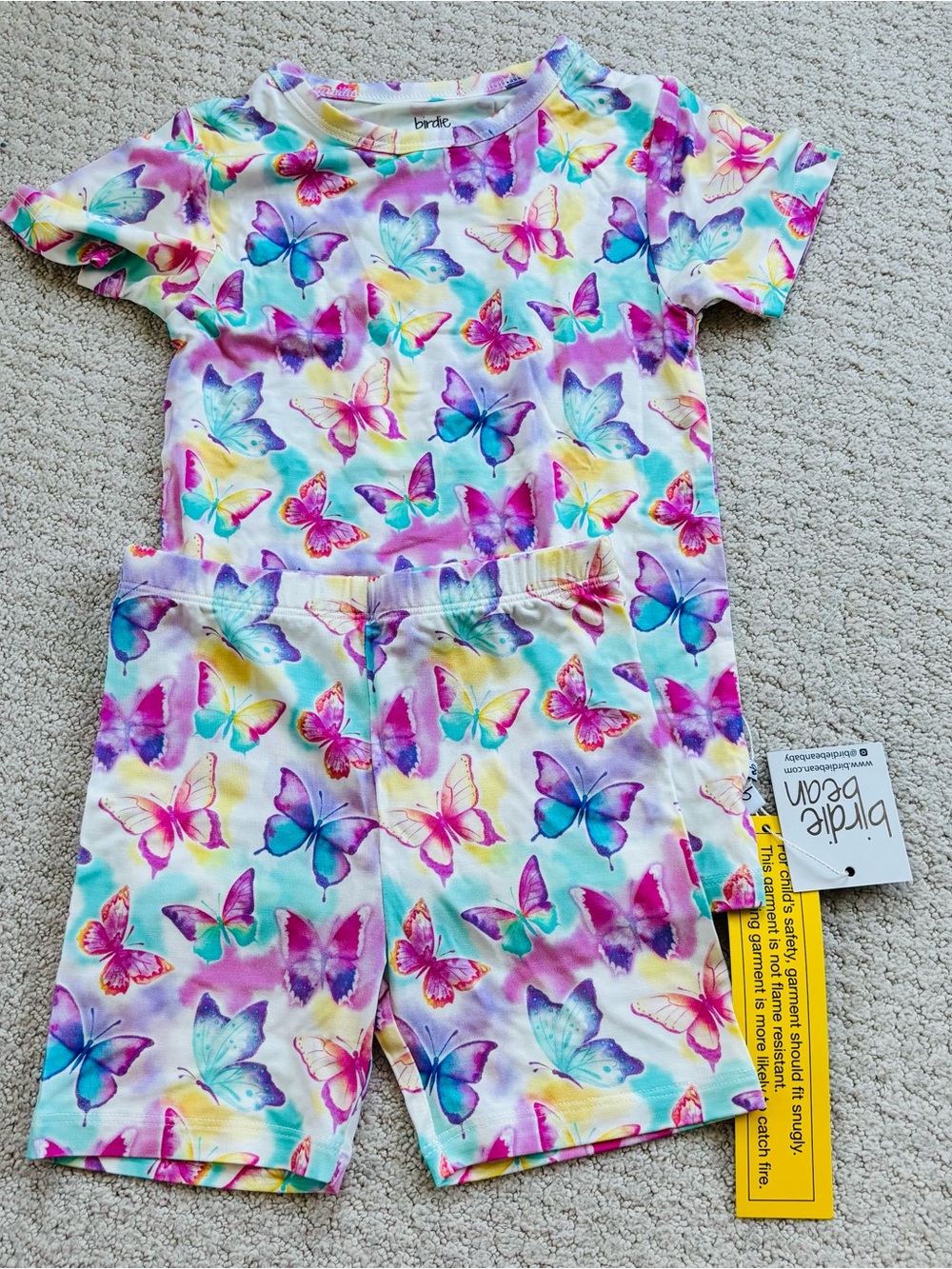 Birdie Bean Butterfly Print Girls' bamboo Pajama Set